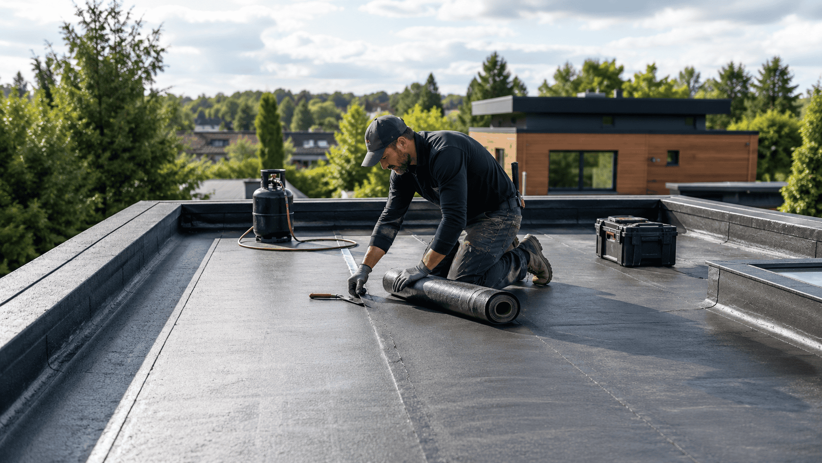 Flat roof installation carried out by AJW Roofing Ltd in Pulborough, West Sussex